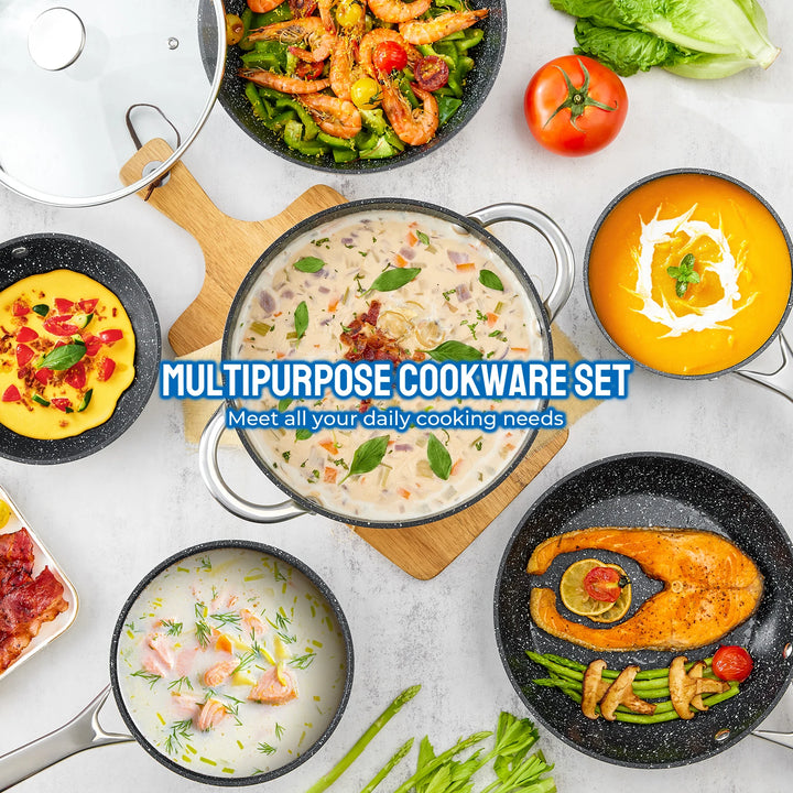 BEZIA 10-Piece Nonstick Induction Cookware Set – Bright Links USA