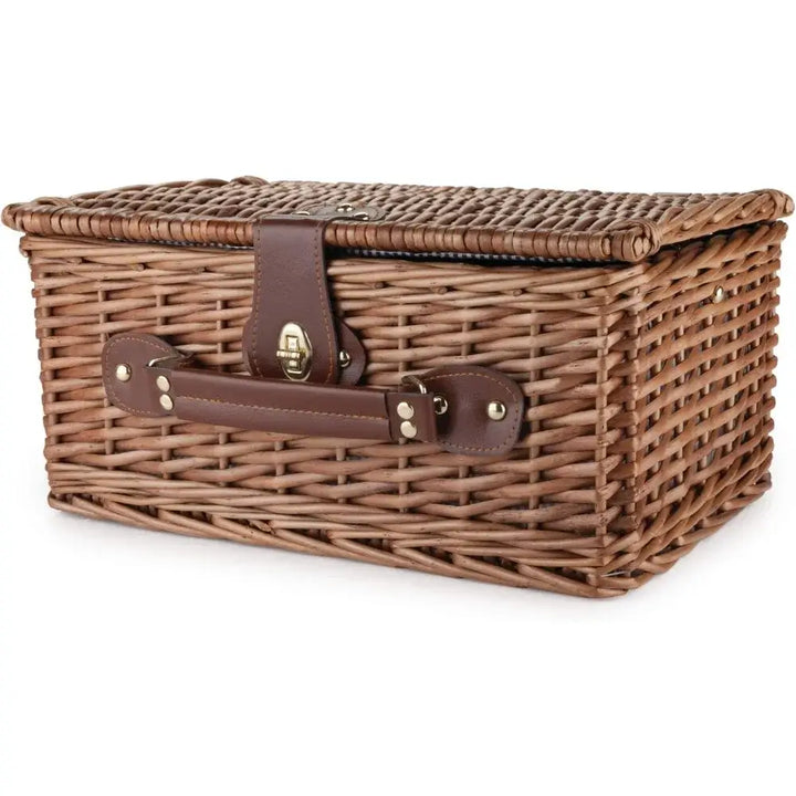 Premium 4-Person Wicker Picnic Basket Set with Wine Glasses – Bright ...
